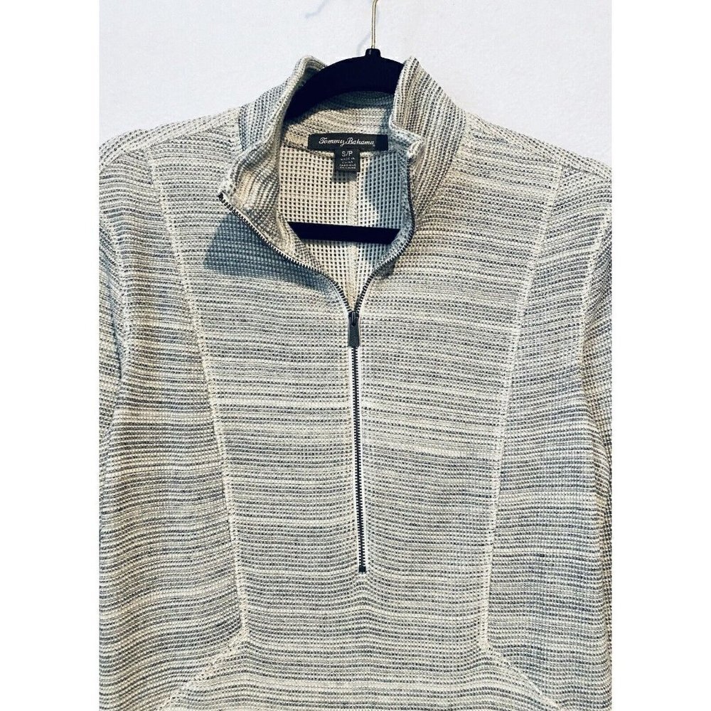 Tommy Bahama Dress Womens Small Salt Meadow Waffle Half Zip Heather Gray Boho - Picture 2 of 5